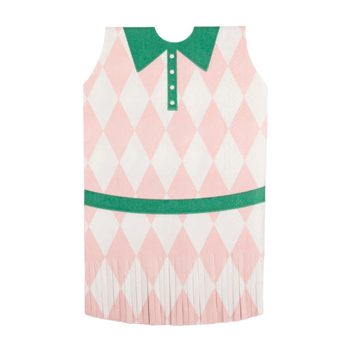 Tennis 7 Golf Dress Shaped Fringe Paper Napkins | Package 24 | Mix 2 Designs