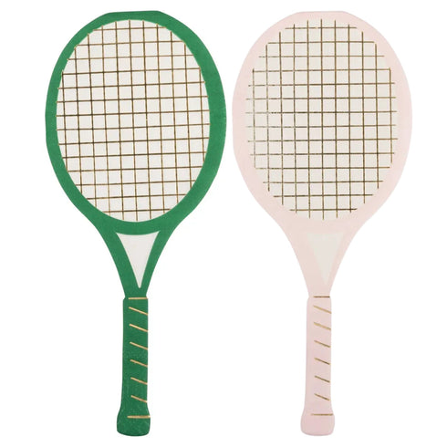Pink & Green Tennis Racket Shaped Paper Napkins | Package 18