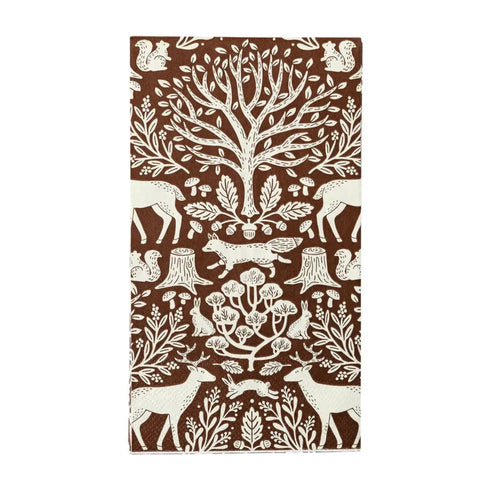 Woodland Toile Paper Dinner Napkins | Package 24 | Brown & White