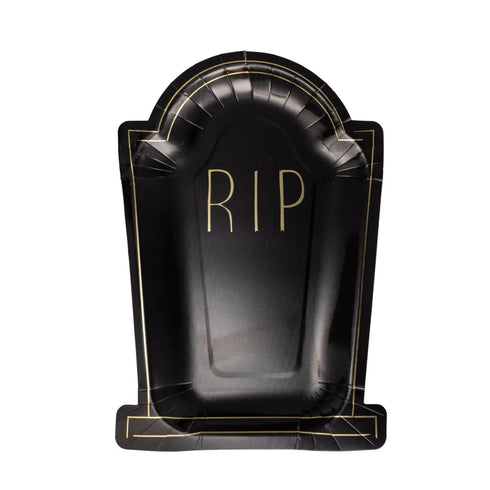 RIP Tombstone Shaped Paper Party Plates | Package 8 | Halloween Party