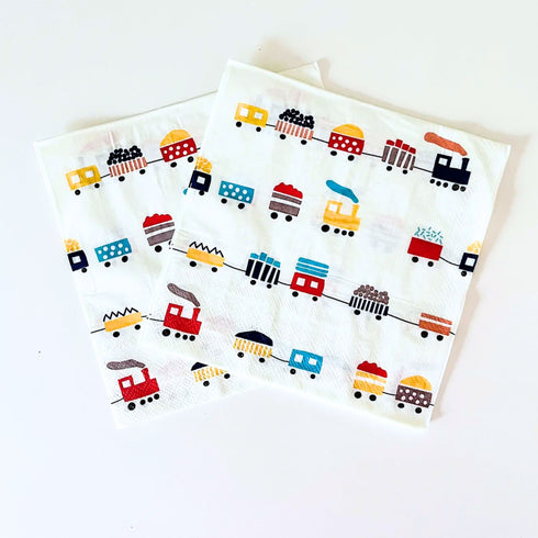 Train Birthday Party Paper Napkins | Luncheon Size | Package 16