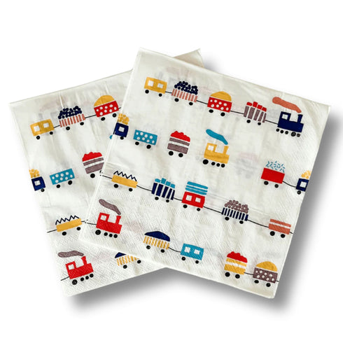 Train Birthday Party Paper Napkins | Luncheon Size | Package 16
