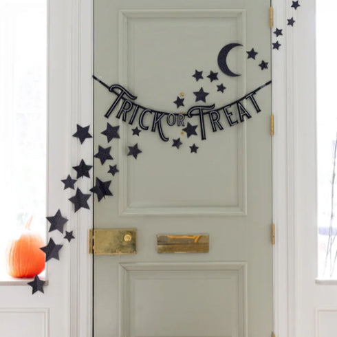 Vintage Trick or Treat Felt Halloween Wall Banner | Black