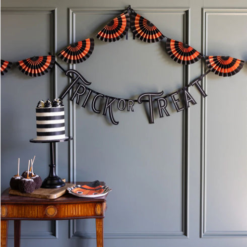 Vintage Trick or Treat Felt Halloween Wall Banner | Black