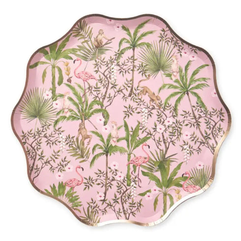 Tropical Flamingo Dessert Paper Plates | 8.5 Inch | Package 8 | Palm Beach Collection
