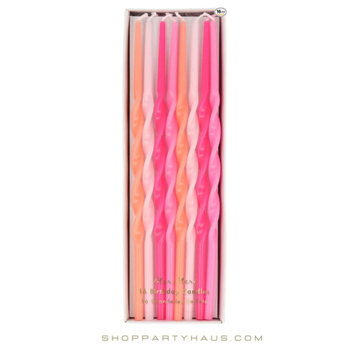 Meri Meri Twisted Tall Pink Ombre Birthday Party Cake Candles | 7 INCH