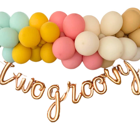 Two Groovy Party Letter Balloon Banner l Silver l Gold l Rose Gold