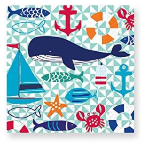 Under the Sea Party Paper Plates | Whales Anchors and Fish | Package 8