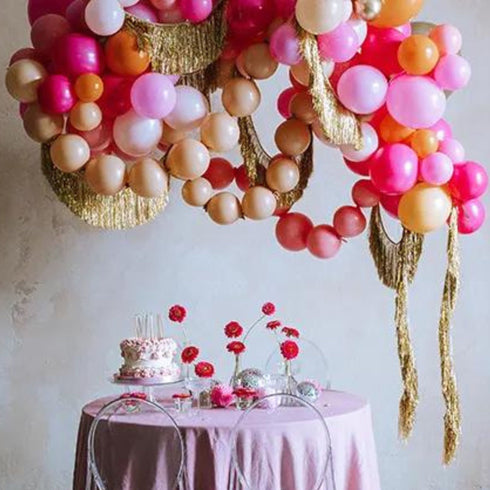 Valentine's Latex Balloon and Fringe Garland Kit | Gold | Blush | Pink | Fuchsia | Orange