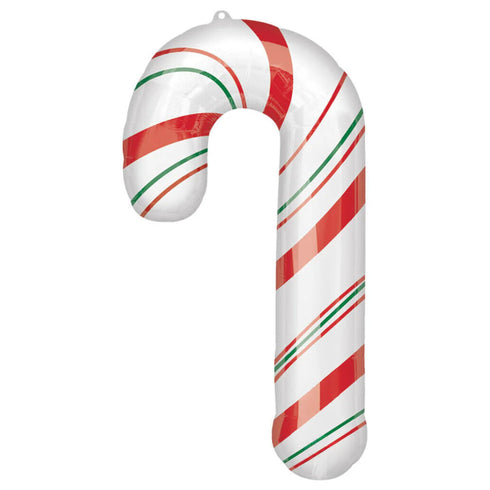 White, Red & Green Candy Cane Foil Balloon | 37 Inch