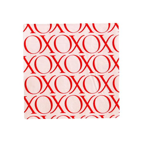 Red and Pink XOXO Cocktail Paper Napkins | Set 20