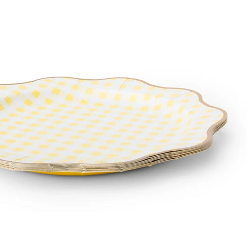 Yellow Gingham Paper Plates | 11 Inch | Package 8