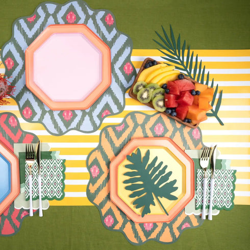 Dandelion Yellow and White Paper Party Table Runners | 18x120 Inch