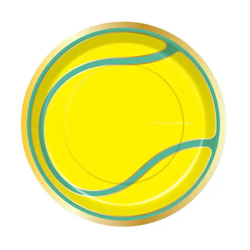 Yellow Tennis Ball Shaped Paper Party Plates | Package 8