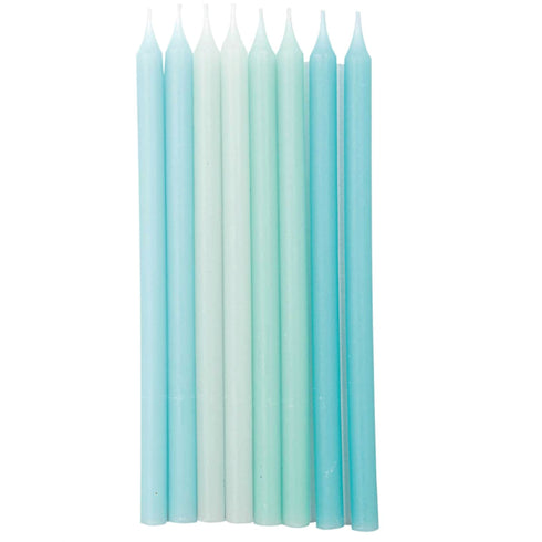 Aqua Blue Ombre Birthday Party Cake Candles | 5 Inch Tall