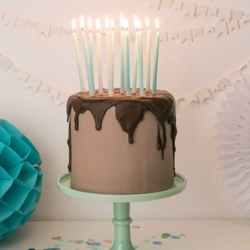 Aqua Blue Ombre Birthday Party Cake Candles | 5 Inch Tall