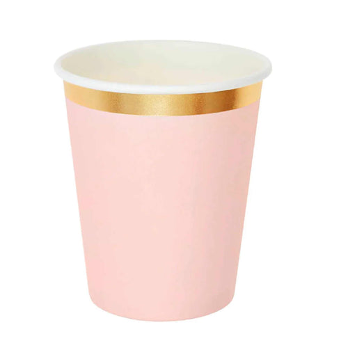 Pastel Pnk and Gold Paper Party Cups | Set 12
