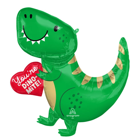 Valentine's Day Foil Balloons | Smiley Dinosaur | You're Dino-Mite