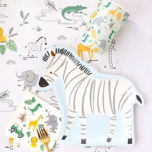 Cute Zebra Safari Shaped Paper Party Plates | Package 8