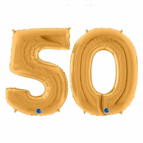 Gold Number 50 Balloons | 14 INCH