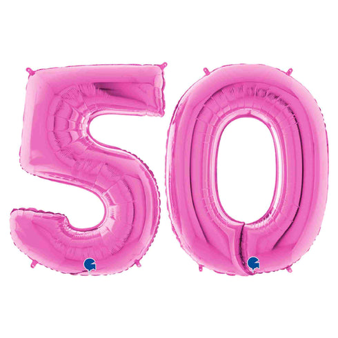 Magenta Pink Number 50 Balloons | 14 INCH