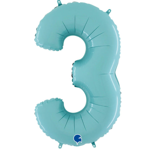Pastel Blue Number 3 Balloons | 14 INCH