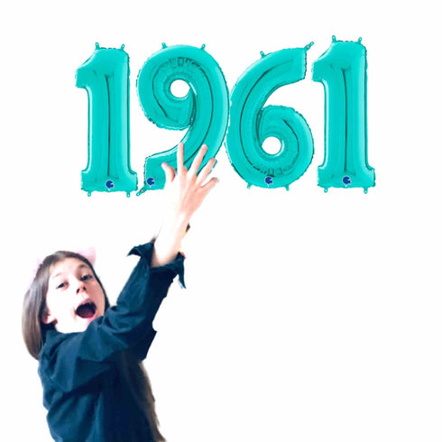 Teal Blue Number 1961 Balloons | 14 INCH
