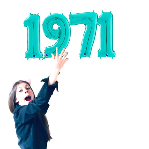 Teal Blue 1971 Number Balloons | 14 INCH | 26 INCH | 40 INCH
