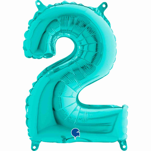 Teal Blue Number 2 Balloons | 14 INCH