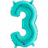 Teal Blue Number 3 Balloons | 14 INCH