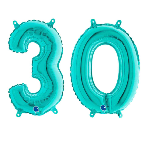 Teal Blue Number 30 Balloons | 26 INCH