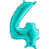 Teal Blue Number 4 Balloons | 14 INCH