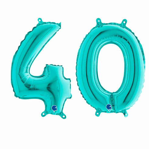 Teal Number 40 Balloons | 14 INCH