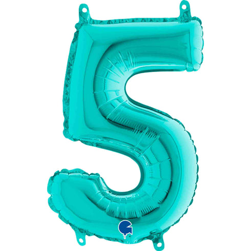 Teal Blue Number 5 Balloons | 14 INCH