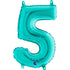 Teal Blue Number 5 Balloons | 14 INCH