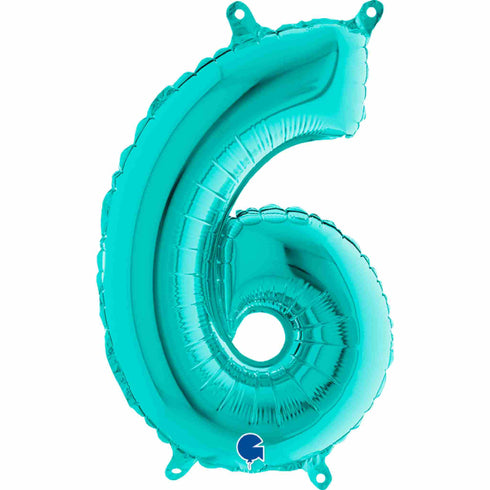 Teal Blue Number 6 Balloons | 14 INCH