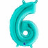 Teal Blue Number 6 Balloons | 14 INCH