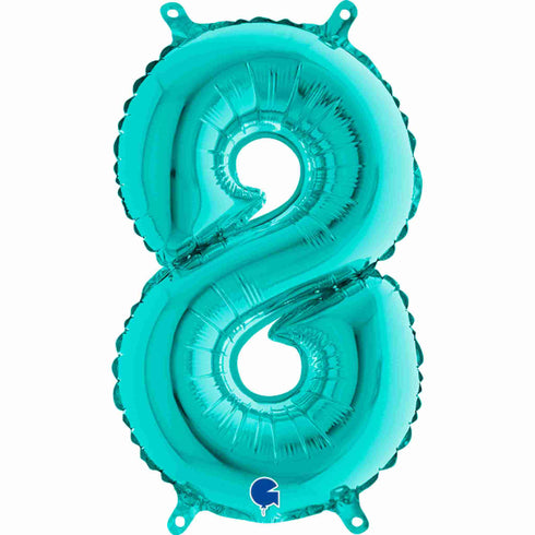 Teal Blue Number 8 Balloons | 14 INCH