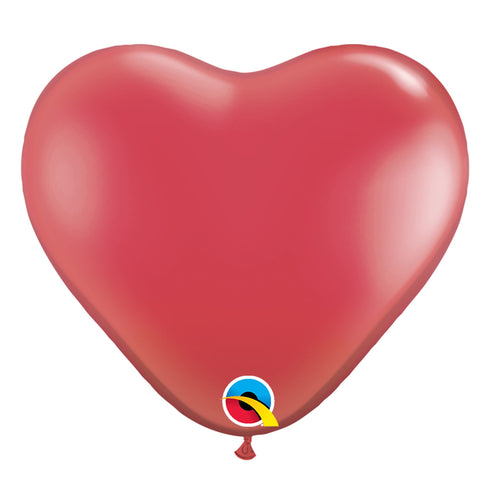 Ruby Red Heart Latex Balloons | 15 INCH | Qualatex | Package 6