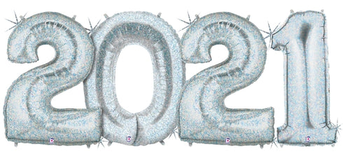 Glitter Silver 2021 Number Balloons | 40 INCH