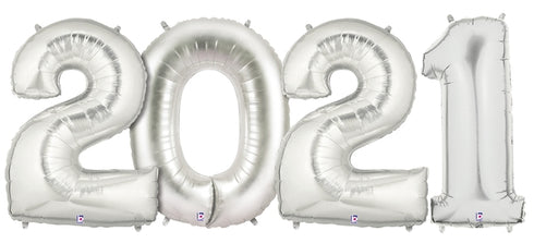 Silver 2021 Number Balloons | 40 INCH