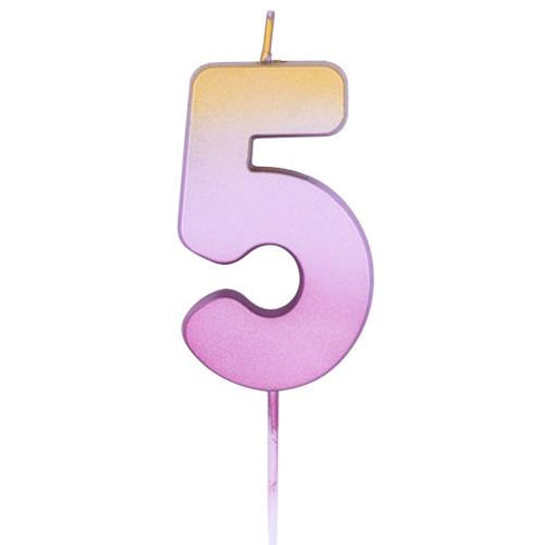 Gold and Rose Gold Ombre Number 5 Birthday Candles