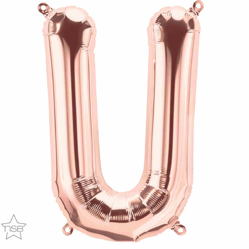 Rose Gold Letter U Balloons | 16 INCH
