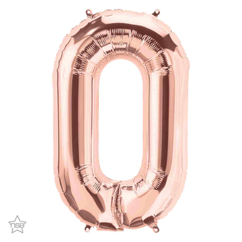 Rose Gold Number 0 Balloons | 16 INCH