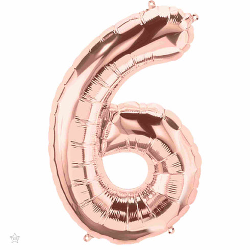 Rose Gold Number 6 Balloons | 16 INCH