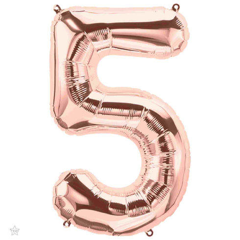 Rose Gold Number 5 Balloons | 16 INCH
