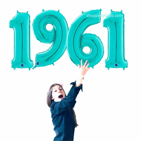 Teal Blue Number 1961 Balloons | 26 INCH