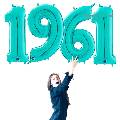 Teal Blue Number 1961 Balloons | 40 INCH