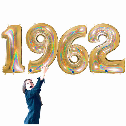 Glitter Gold 1962 Number Balloons | 40 INCH