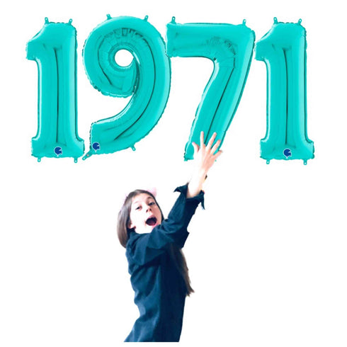 Teal Blue 1971 Number Balloons | 14 INCH | 26 INCH | 40 INCH